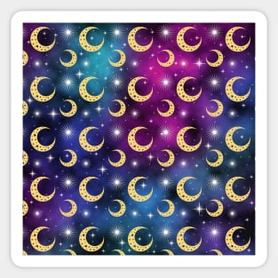 Galaxy And Moons Pattern - Night Sky Sticker